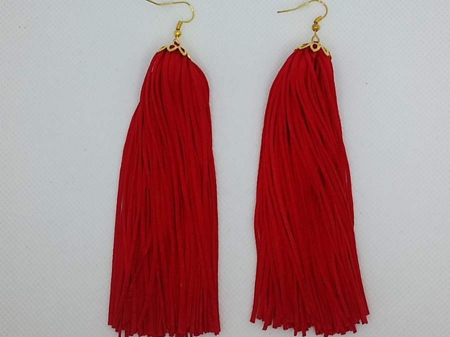 Fringe Earrings Color Red