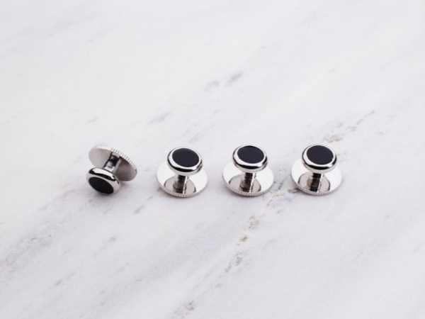 Classic Dress Studs Silver On Black
