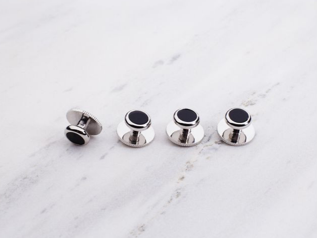 Classic Dress Studs Silver On Black