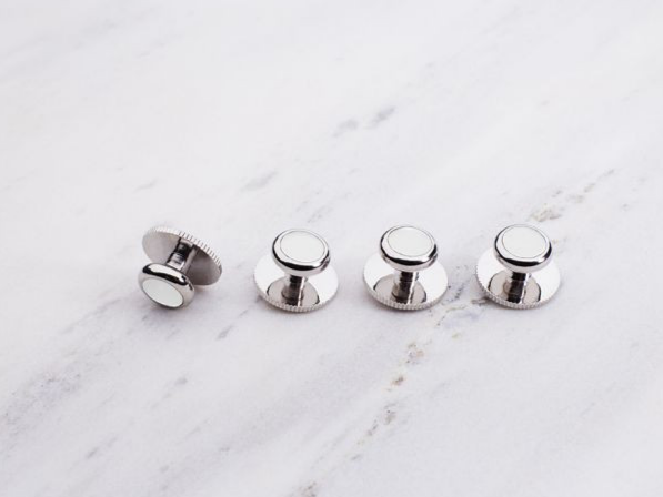 Classic Dress Studs Silver On Pearl