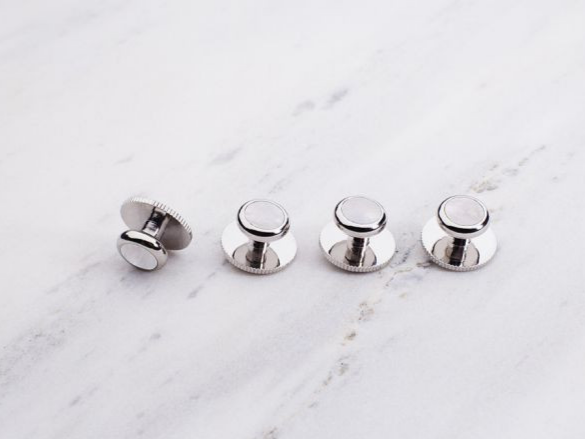 Classic Dress Studs Silver On White