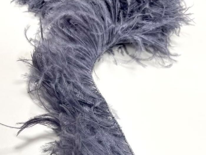 Ostrich Feather Fringe Trim HEMATITE