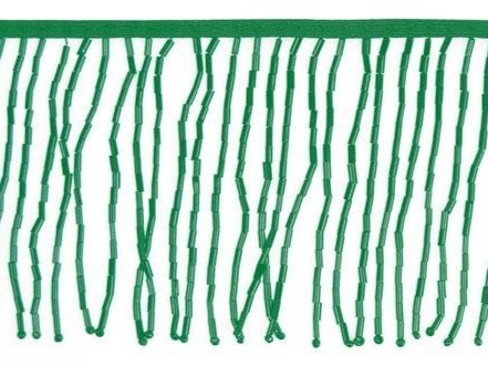 Elasticated Bead Fringe Trim EMERALD