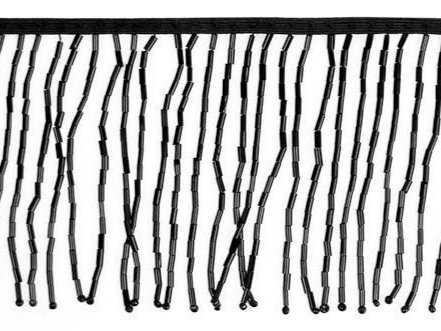 Elasticated Bead Fringe Trim BLACK