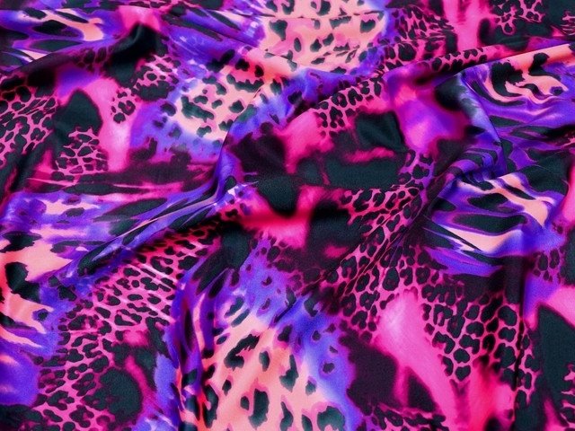Print On Lycra - COBALT/ELECTRIC PINK/PLUM/BLACK