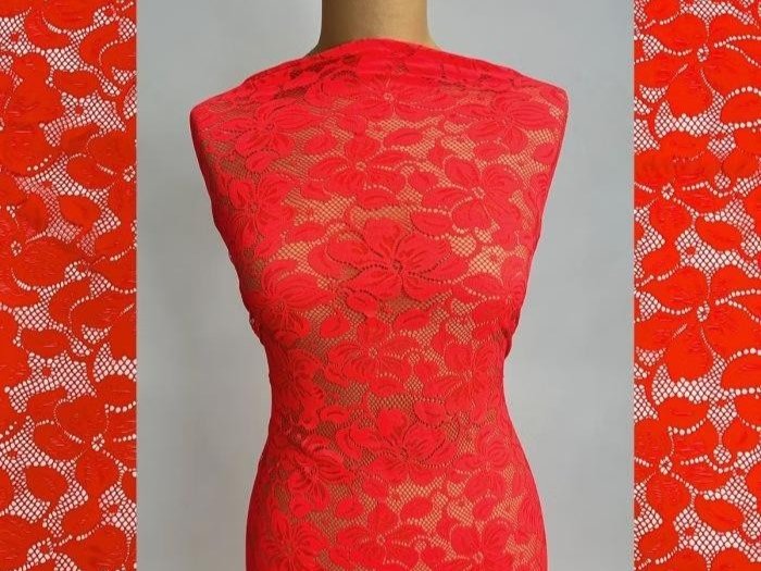 Florentina Stretch Lace FLUORESCENT RED