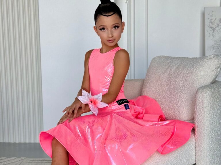 Juvenile Dress In Colour Cerise Python Foiled