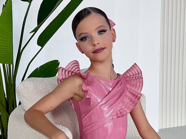 Juvenile Dress In Colour Dusky Pink Metallic Dot