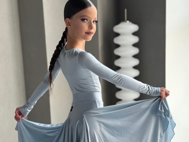 Juvenile Dress In Colour Foggy Sky Silk Effect