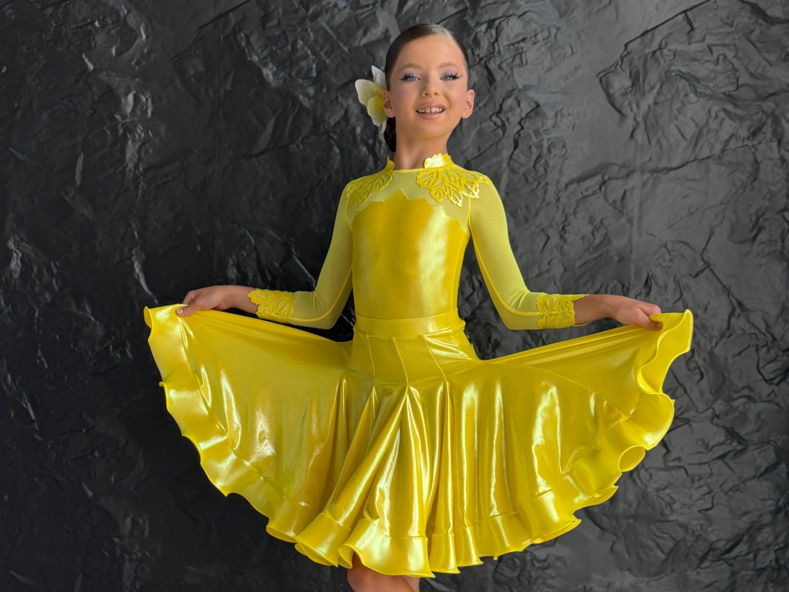 Juvenile Dress In Colour Sassy Yellow Glitter