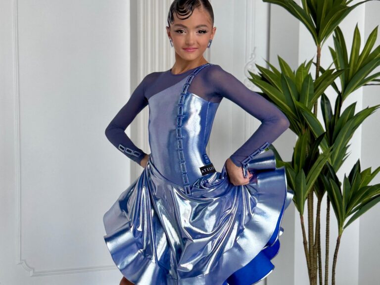 Juvenile Dress In Colour Silver On Ocean Blue Stage Glow