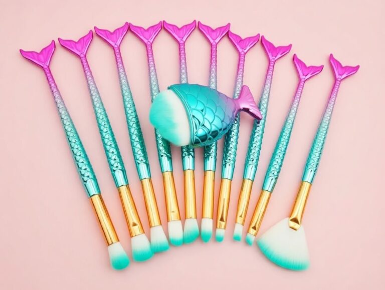 Set Of Brushes For Makeup Purple-Green Fish Tail Makeup Brush Set 11